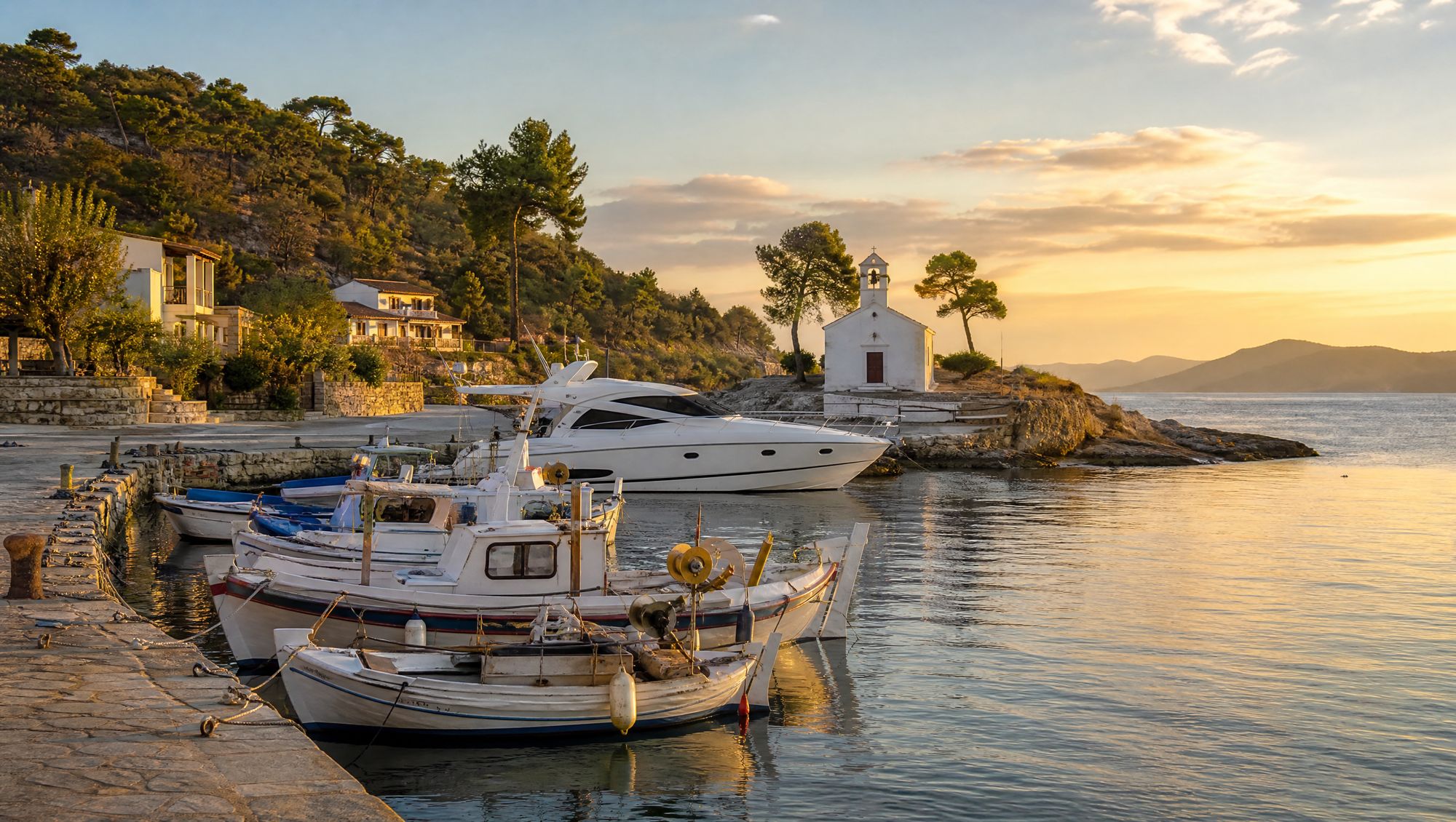The Chalkidiki Yachts base at Ormos Panagias at first light