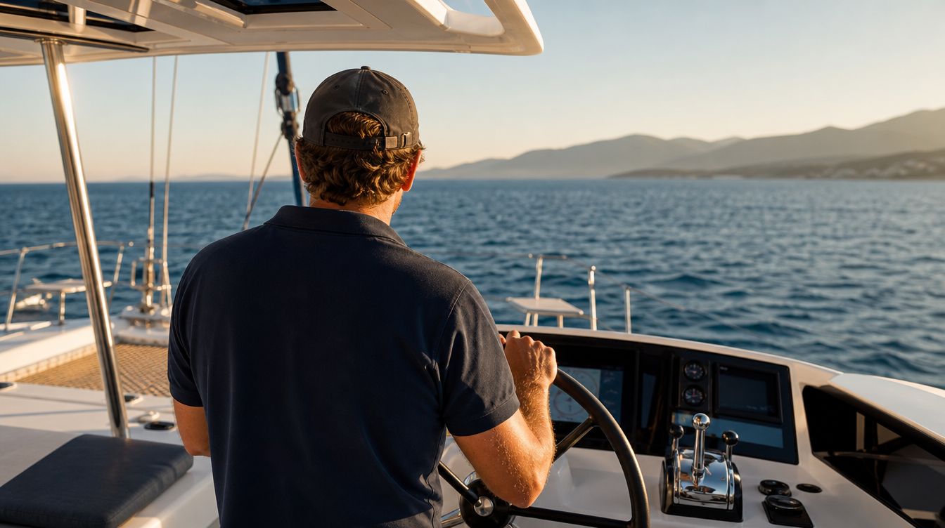 Skipper at the helm
