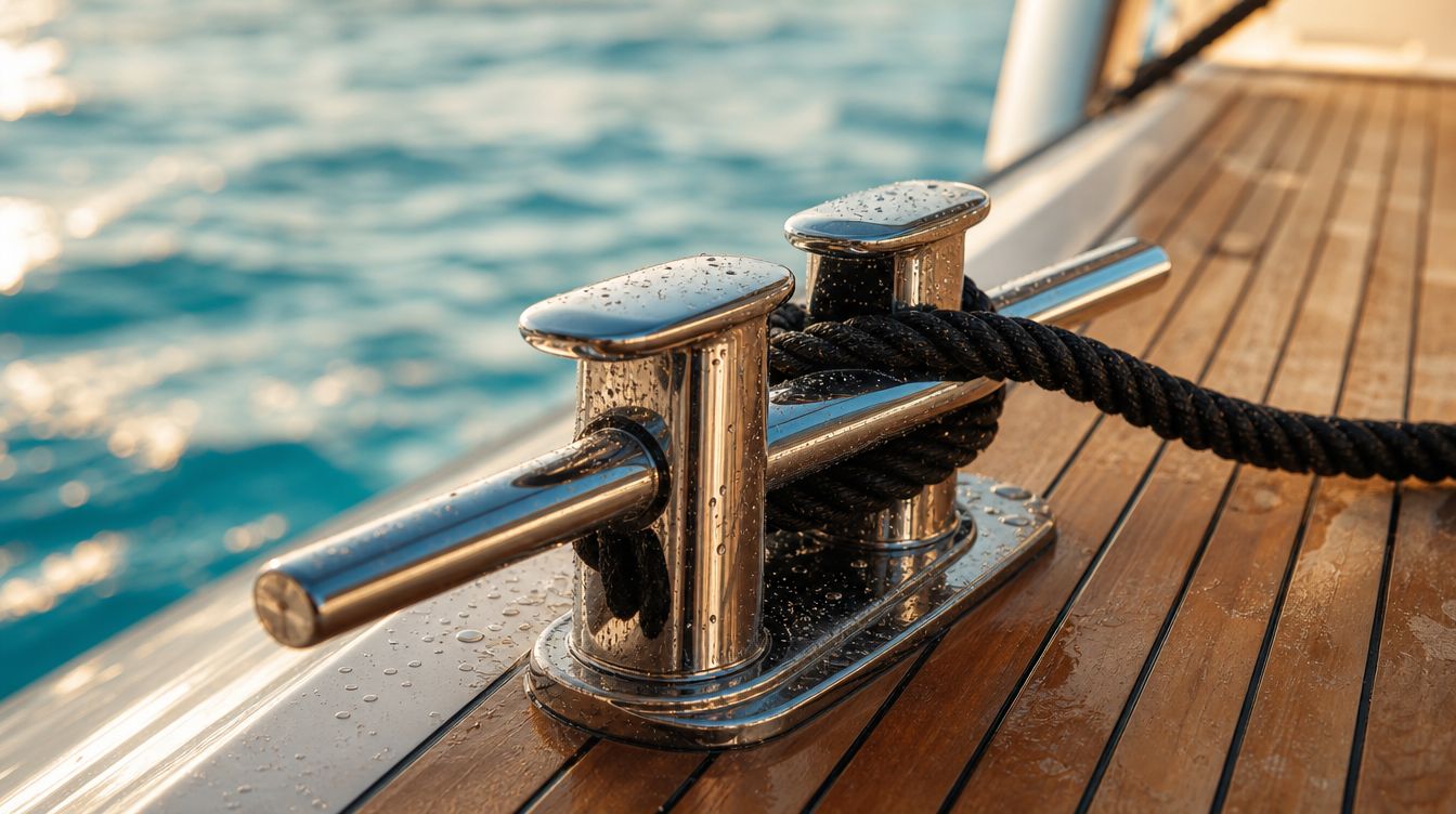 Detail of polished deck hardware