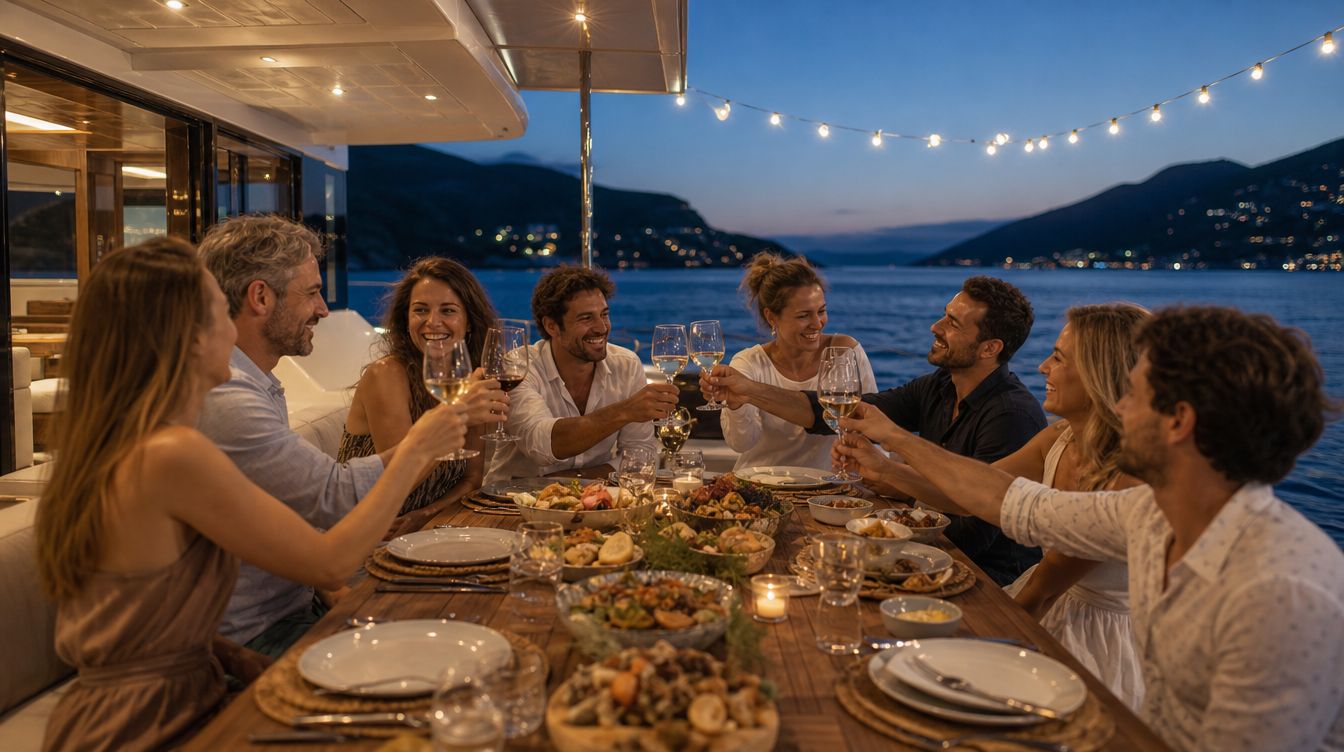 Dinner party on the aft deck